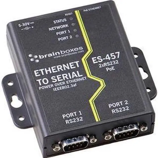 Alt view image 12 of 17 - Brainboxes ES-457 2 Port RS232 PoE Ethernet to Serial Adapter