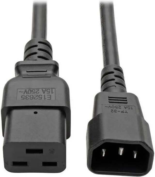 Alt view image 4 of 4 - TRIPP LITE P047-002 Power Cord, C19 to C14 - Heavy Duty, 15A, 250V, 14 AWG, 2 ft., Black