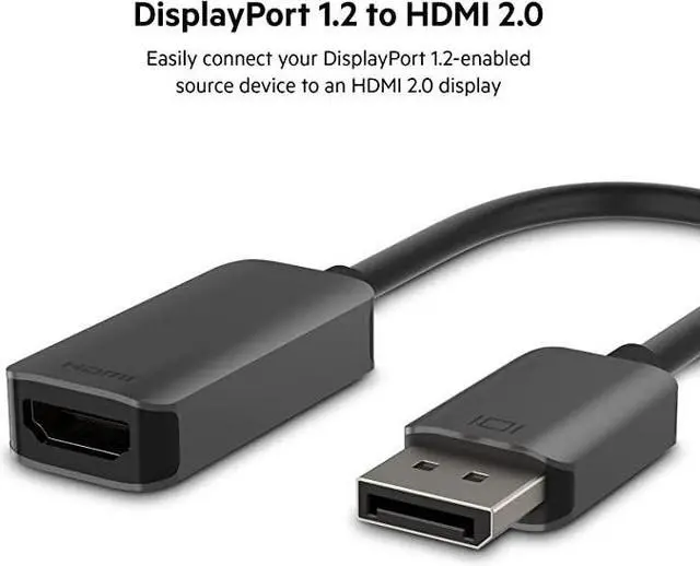 Alt view image 12 of 12 - Belkin Active DisplayPort to HDMI Adapter 4K HDR AVC011BTSGYBL