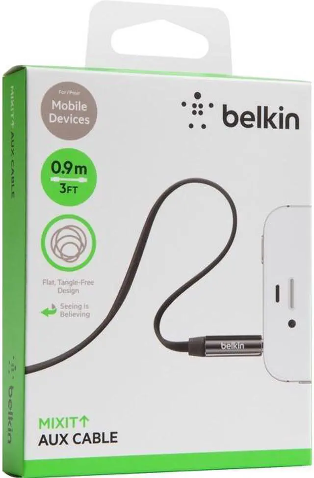 Alt view image 8 of 10 - BELKIN COMPONENTS AV10127TT03-BLK CABLE,3.5MM AUDIO,M/M,FLAT,STRAIGHT,NIC