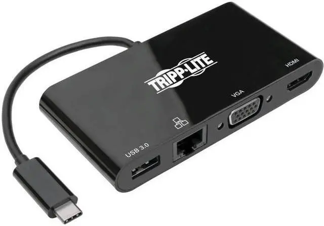Alt view image 11 of 20 - Tripp Lite Usb C Docking Station Adapter Converter 4K W/ Hdmi Vga Gigabit Ethernet Usb-A Hub Black Thunderbolt 3 Compatible