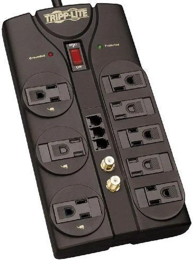 Alt view image 11 of 12 - Tripp Lite Tlp808Teltv 8-Outlet Surge Suppressor ,Telephone, Modem, Fax & Coaxial Protection