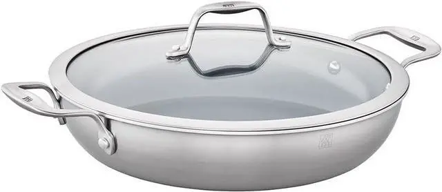 Main image of ZWILLING Spirit Ceramic Nonstick Braiser, 4-qt, Stainless Steel/Grey