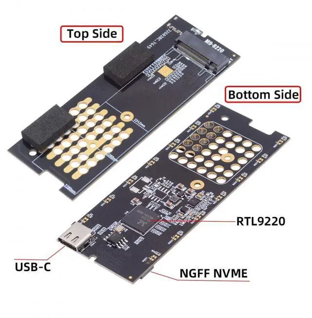 Alt view image 7 of 7 - Vszerda Type-C USB3.2 USB4 20Gbps to M-Key M.2 NGFF NVME SATA SSD PCBA Enclosure 2280/2242/2260mm RTL9220