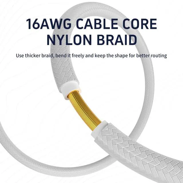 Alt view image 3 of 7 - Vszerda Corsair 12vhpwr Cable,12+4 Pin to Dual 8 Pin PSU Cables 600W PCIE 5.0 - Male to Male for RTX 4090Ti 4080 4080Ti 3090Ti GPU Compatible with Type-4 Power Supply,Nylon Sleeving White