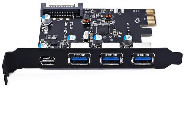 Alt view image 3 of 5 - Vszerda PCI-E to USB 3.0/USB 3.1 PCI Express Card Type C+ 3 Type A Add Expansion Card PCI Express Controller Adapter 3X UBS3.0 + 2X USB 3.1 with 4Pin Power Cable 15Pin SATA Cable (5 Ports)