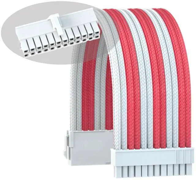 Alt view image 5 of 7 - FormulaMod Power Supply Sleeved 18AWG ATX 24P Customized Extension Cable With Combs