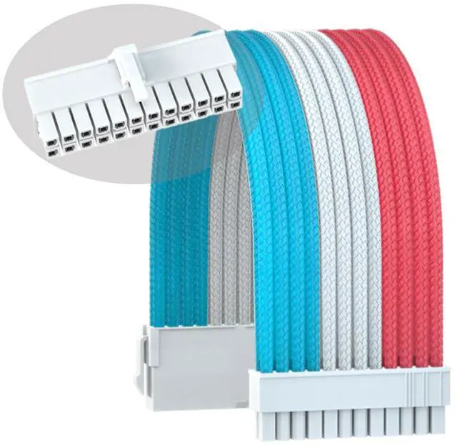 Alt view image 7 of 7 - FormulaMod Power Supply Sleeved 18AWG ATX 24P Customized Extension Cable With Combs