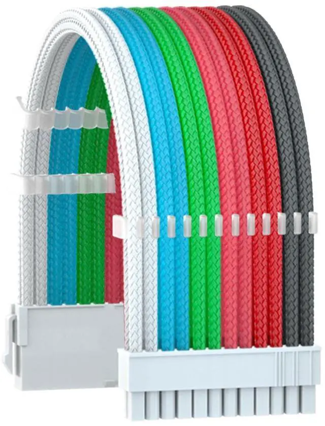 Alt view image 4 of 7 - FormulaMod Power Supply Sleeved 18AWG ATX 24P Customized Extension Cable With Combs
