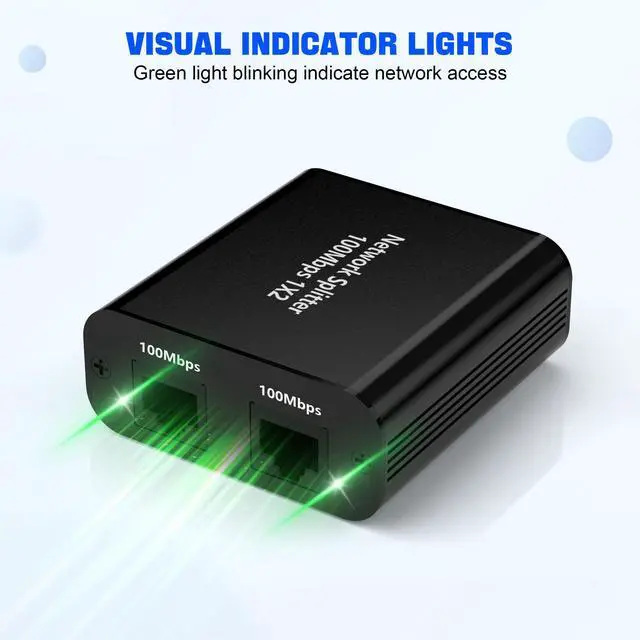 Alt view image 7 of 7 - Vszerda Ethernet Splitter 1 to 2 Out, 100Mbps Internet Splitter Adapter with USB Power Cable, RJ45 Ethernet Splitter for Cat5/5e/6/7 Cable Support 2 Devices Simultaneously Networking