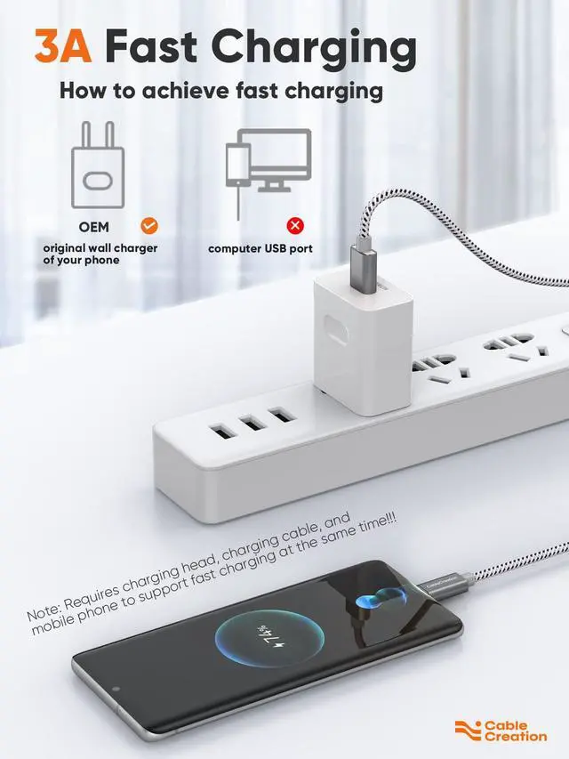 Alt view image 3 of 7 - USB Type C Cable 3FT, USB 2.0 A to C Cable Fast Charging Cable 3A 480Mbps Data, USB to USB C Cord Compatible with MacBook Air Chromebook Pixel Galaxy S22 Ultra S21 S10, Gray