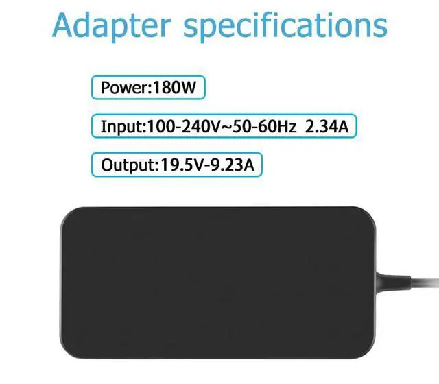 Alt view image 6 of 7 - 180W AC Charger Compatible with Asus A20-180P1A TUF FX566IV FX506IH FX506II FX506IU FX506IV FA706 FA706IU TUF706 FX766IU TUF766 ROG Zephyrus G14 GA401QE GA401QM Laptop Power Supply Cord