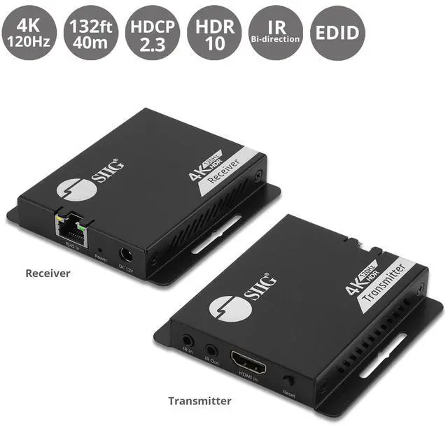 Alt view image 13 of 20 - SIIG HDMI Extender w/ IR up to 132ft 40M EDID Nearly zero latency CEH27L11S1
