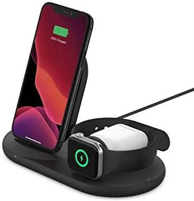 Alt view image 18 of 20 - belkin 3-in-1 wireless charger (wireless charging station for iphone, apple watch, airpods) wireless charging dock, iphone charging dock, apple watch charging stand