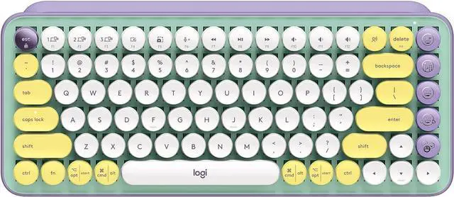 Alt view image 12 of 18 - Logitech POP Keys Mechanical Wireless Keyboard with Customizable Emoji , Durable Compact Design, Bluetooth or USB Connectivity, Multi-Device, OS Compatible - Daydream Mint