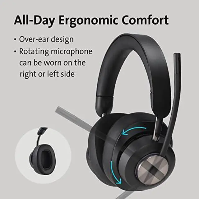 Alt view image 20 of 20 - Kensington H3000 98.4 ft Bluetooth Over-Ear Headset Google Assistant Siri Stereo USB Type C Wireless Bluetooth Black