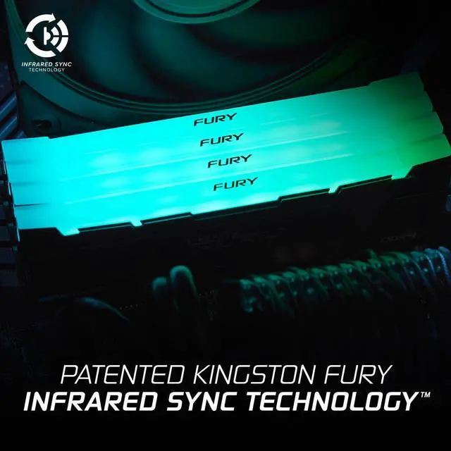 Alt view image 3 of 7 - Kingston FURY Renegade RGB 32GB 3200MT/s DDR4 CL16 Desktop Memory Single Module | Intel XMP | AMD Ryzen | Infrared Syncing | KF432C16RB2A/32