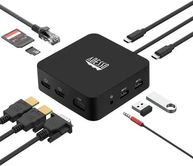 Alt view image 12 of 18 - Adesso 11-in-1 USB-C Multi-Port TAA Compliant Docking Station Black AUH4050