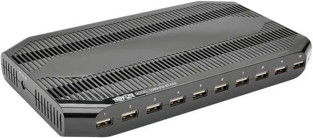 Alt view image 11 of 14 - Tripp Lite U280-010-ST-CEE 10-Port USB Charging Station with Adjustable Storage, 12V 8A (96W) USB Charger Output, Schuko Power Cord