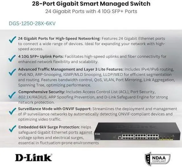 Alt view image 11 of 15 - D-Link 52-Port 10-Gigabit Smart Managed Switch DGS125052X6KV