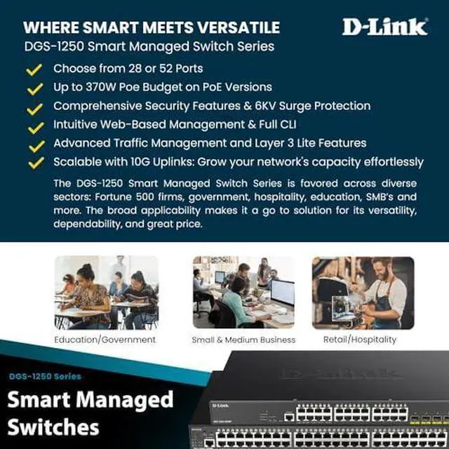 Alt view image 12 of 15 - D-Link 52-Port 10-Gigabit Smart Managed Switch DGS125052X6KV