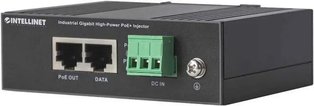 Alt view image 2 of 6 - Intellinet Industrial Gigabit High-Power PoE+ Injector, 1 x 30 W Port, IEEE 802.3at/af Power over Ethernet (PoE+/PoE), Metal Housing