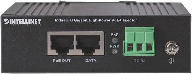 Alt view image 4 of 6 - Intellinet Industrial Gigabit High-Power PoE+ Injector, 1 x 30 W Port, IEEE 802.3at/af Power over Ethernet (PoE+/PoE), Metal Housing