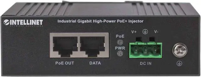 Alt view image 6 of 6 - Intellinet Industrial Gigabit High-Power PoE+ Injector, 1 x 30 W Port, IEEE 802.3at/af Power over Ethernet (PoE+/PoE), Metal Housing