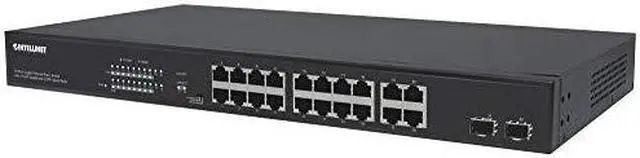 Alt view image 9 of 12 - Intellinet 16-Port Gigabit Ethernet PoE+ Switch with 4 RJ45 Gigabit and 2 SFP Uplink Ports |IEEE 802.3at/af Power over Ethernet (PoE+/PoE) Compliant, 300 W, Endspan, 19" Rackmount