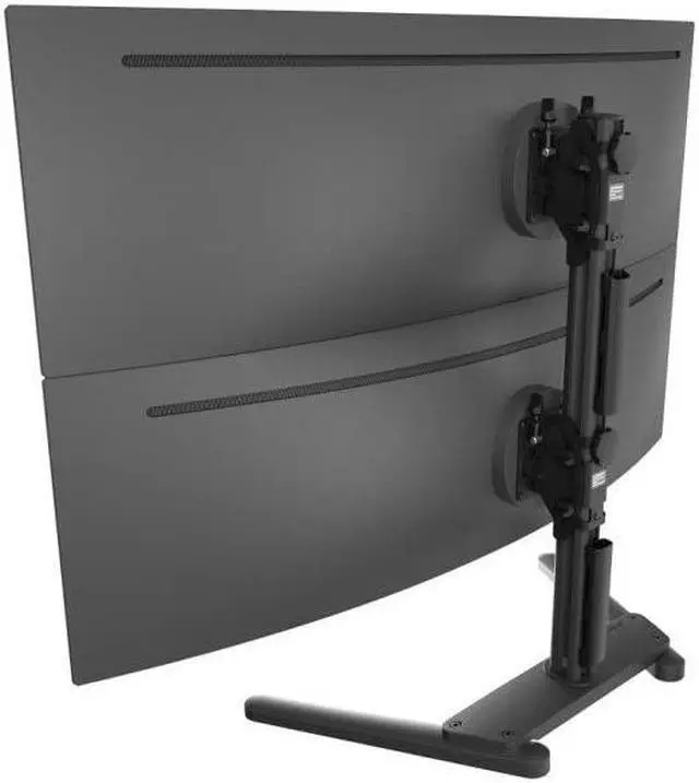 Alt view image 3 of 9 - Atdec AWMS-2-BT75-FS-B Freestanding Dual Stack Heavy Monitor Desk Mount - Flat and Curved up to 49in - VESA 75x75, 100x100 - Tool-Free Adjustable Monitor Height, tilt, pan - Quick Display Release