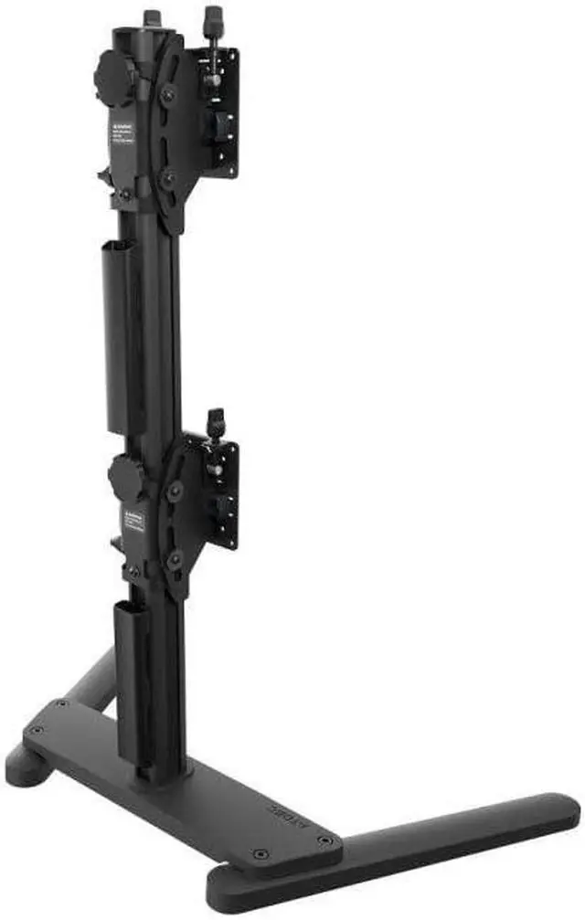 Alt view image 5 of 9 - Atdec AWMS-2-BT75-FS-B Freestanding Dual Stack Heavy Monitor Desk Mount - Flat and Curved up to 49in - VESA 75x75, 100x100 - Tool-Free Adjustable Monitor Height, tilt, pan - Quick Display Release