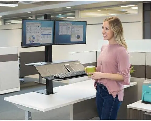 Alt view image 14 of 18 - Fellowes 8082001 Lotus VE Sit Stand Workstation - Black