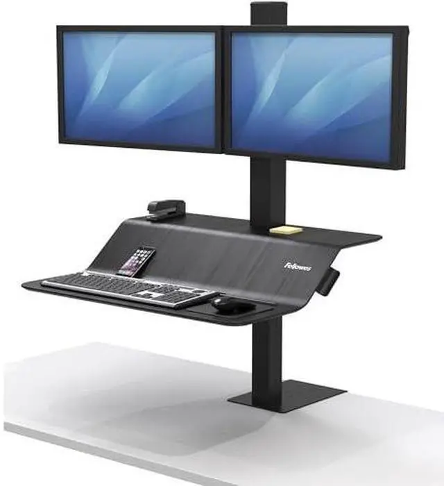 Alt view image 17 of 18 - Fellowes 8082001 Lotus VE Sit Stand Workstation - Black