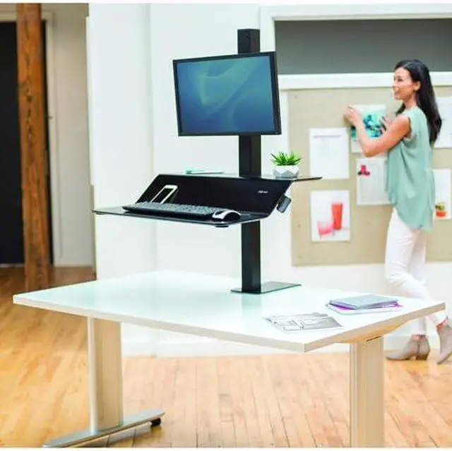 Alt view image 18 of 18 - Fellowes 8082001 Lotus VE Sit Stand Workstation - Black
