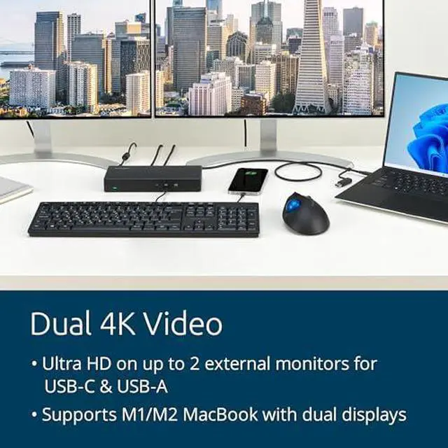 Alt view image 12 of 16 - Kensington SD4782P EQ Docking Station - Up to 100W Power Delivery - Delivers power to laptop, docking station, and connected accessories. Supports up to 100W for USB-C® Alt Mode laptops. USB-A