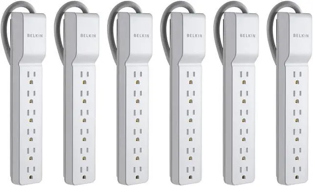 Main image of Belkin 6-Outlet Surge Protector Power Strip, 6ft Cord, 360° Rotating Plug - 1080 Joules Protection