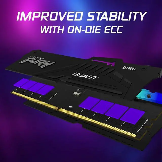 Alt view image 8 of 10 - Kingston 128GB 5600MT/s DDR5 CL40 DIMM (Kit of 4) FURY Beast RGB XMP