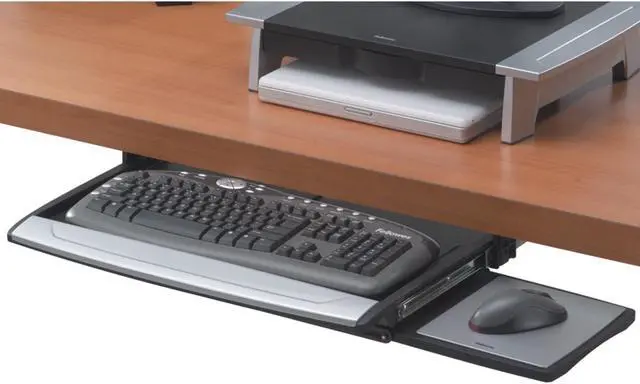 Alt view image 7 of 9 - Fellowes Deluxe Keyboard Drawer With Soft Touch Wrist Rest - 2.5-Inch  x 30.8-Inch  x 14-Inch  - Black, Silver