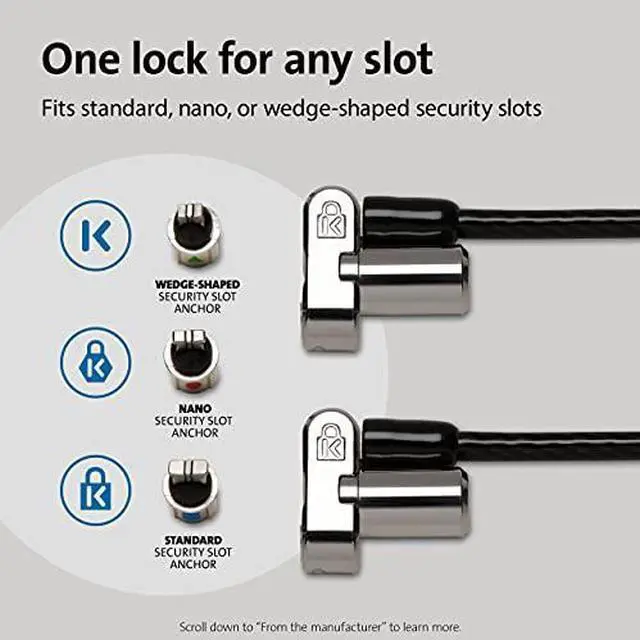 Alt view image 3 of 16 - Kensington Universal 3-in-1 Keyed Cable Lock - Twin Lockheads for Laptops & Other Devices (K63380WW)