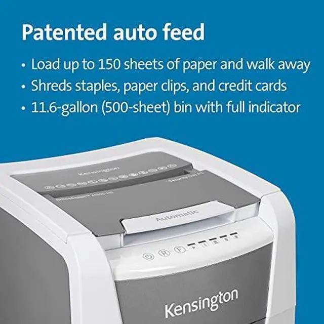 Alt view image 13 of 17 - Kensington OfficeAssist Auto Feed Shredder A1500-HS Anti-Jam Micro Cut - Continuous Shredder - Micro Cut - 6 Per Pass - for shredding Paper, Staples, Paper Clip, Credit Card, CD, DVD - 0.079" x 0