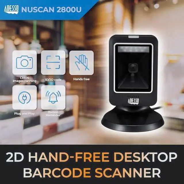 Alt view image 12 of 14 - Adesso 2D Omnidirectional USB Desktop Hand-Free CMOS Barcode Scanner 30 FPS