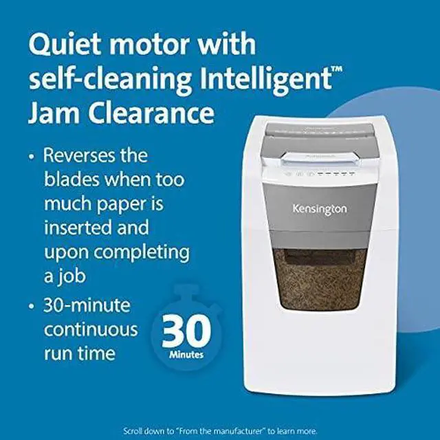 Alt view image 15 of 17 - Kensington OfficeAssist Auto Feed Shredder A1500-HS Anti-Jam Micro Cut - Continuous Shredder - Micro Cut - 6 Per Pass - for shredding Paper, Staples, Paper Clip, Credit Card, CD, DVD - 0.079" x 0