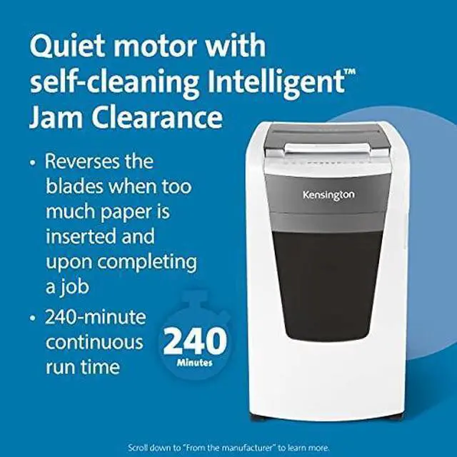 Alt view image 7 of 10 - Kensington OfficeAssist Auto Feed Shredder A6000-HS Anti-Jam Micro Cut - Continuous Shredder - Micro Cut - 10 Per Pass - for shredding Paper, Staples, Paper Clip, Credit Card, Junk Mail, Glossy ...