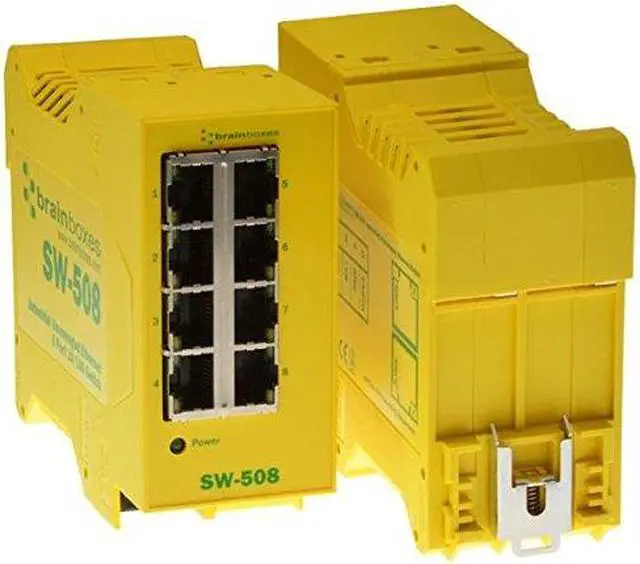 Alt view image 12 of 15 - BRAINBOXES SW-508 INDUSTRIAL ETHERNET 8PORT SW