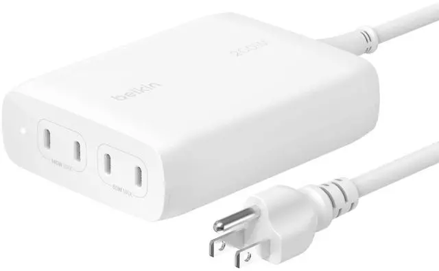 Main image of Belkin 200W 4-Port USB-C GaN Charger, White