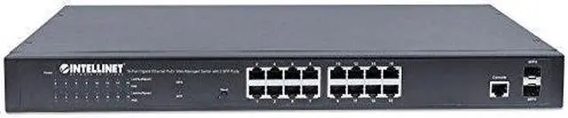 Alt view image 3 of 6 - Intellinet 16-Port Gigabit Ethernet PoE+ Web-Managed Switch with 2 SFP Ports | IEEE 802.3at/af Power over Ethernet (PoE+/PoE) Compliant, 220 W, Self-Healing Network, Endspan, 19" Rackmount