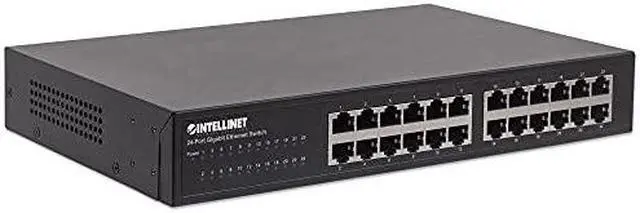 Alt view image 12 of 15 - Intellinet 24-Port Gigabit Ethernet Switch, 24 x 10/100/1000 Mbps RJ45 Ports, IEEE 802.3az Energy Efficient Ethernet, Desktop, 19" Rackmount