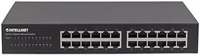 Alt view image 13 of 15 - Intellinet 24-Port Gigabit Ethernet Switch, 24 x 10/100/1000 Mbps RJ45 Ports, IEEE 802.3az Energy Efficient Ethernet, Desktop, 19" Rackmount