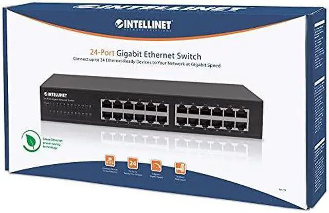 Alt view image 15 of 15 - Intellinet 24-Port Gigabit Ethernet Switch, 24 x 10/100/1000 Mbps RJ45 Ports, IEEE 802.3az Energy Efficient Ethernet, Desktop, 19" Rackmount