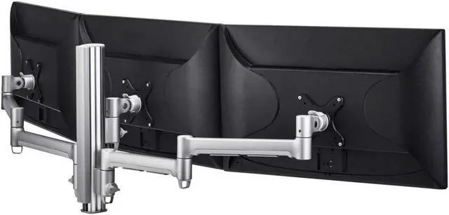 Main image of Atdec Triple Monitor arm Desk Mount - Flat and Curved up to 24in - VESA 75x75, 100x100 - Built-in arm Rotation Limiter - Quick Display Release - Tool-Free Adjustable Monitor Height, tilt, pan
